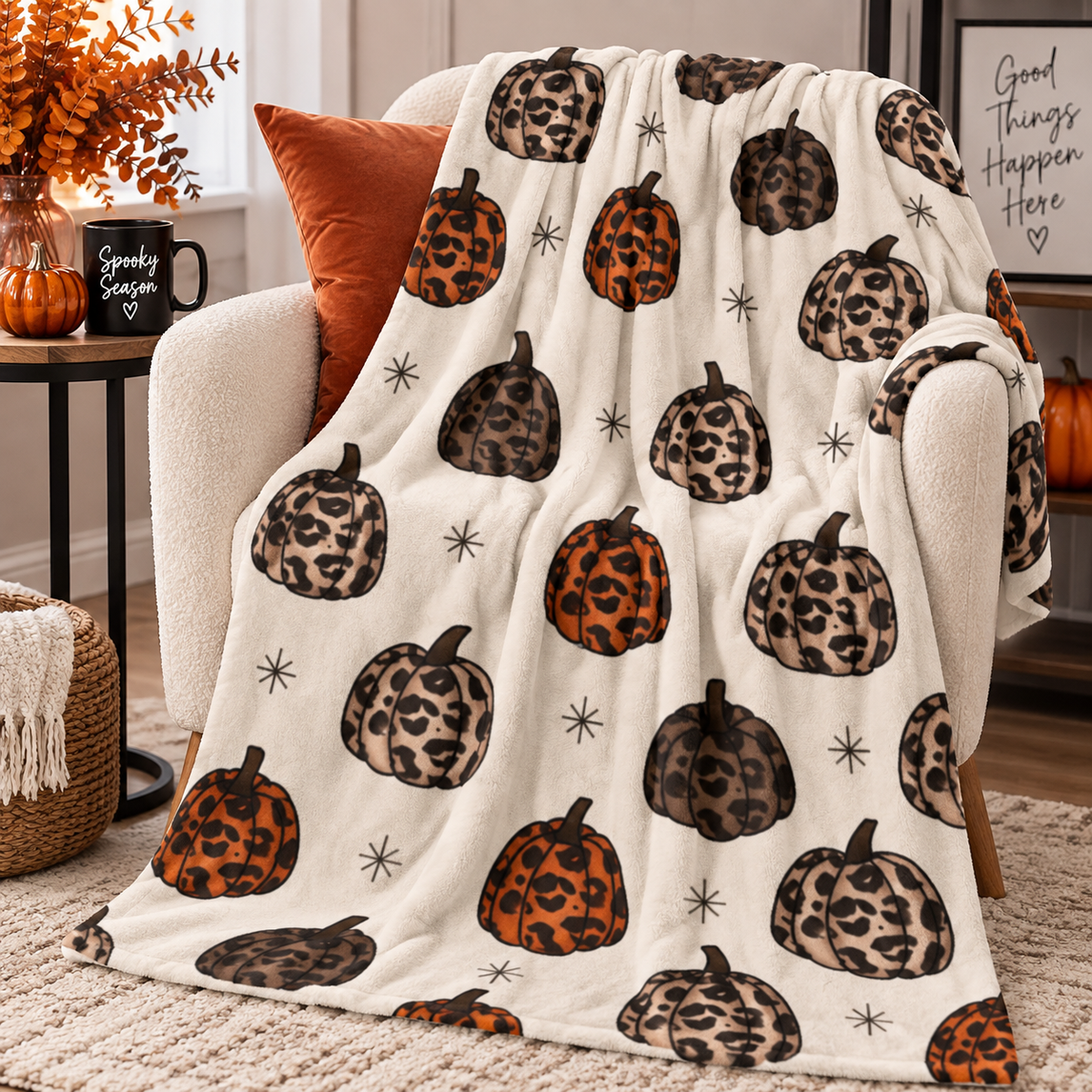 Leopard Pumpkin Velveteen Plush Blanket