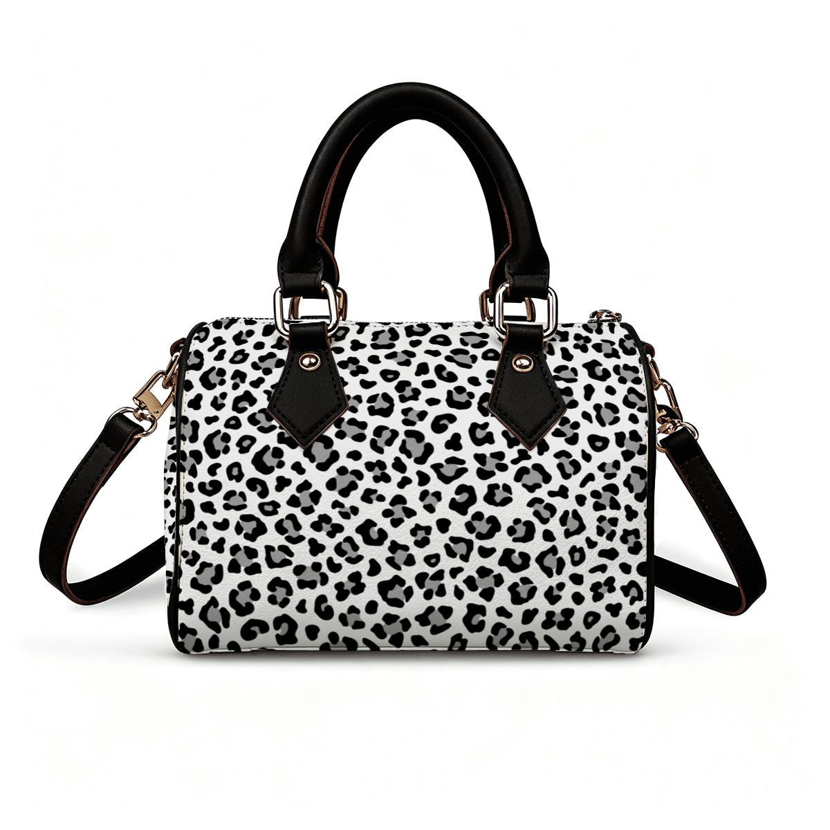 Leopard Leather Barrel Bag Waterproof Crossbody Handbag