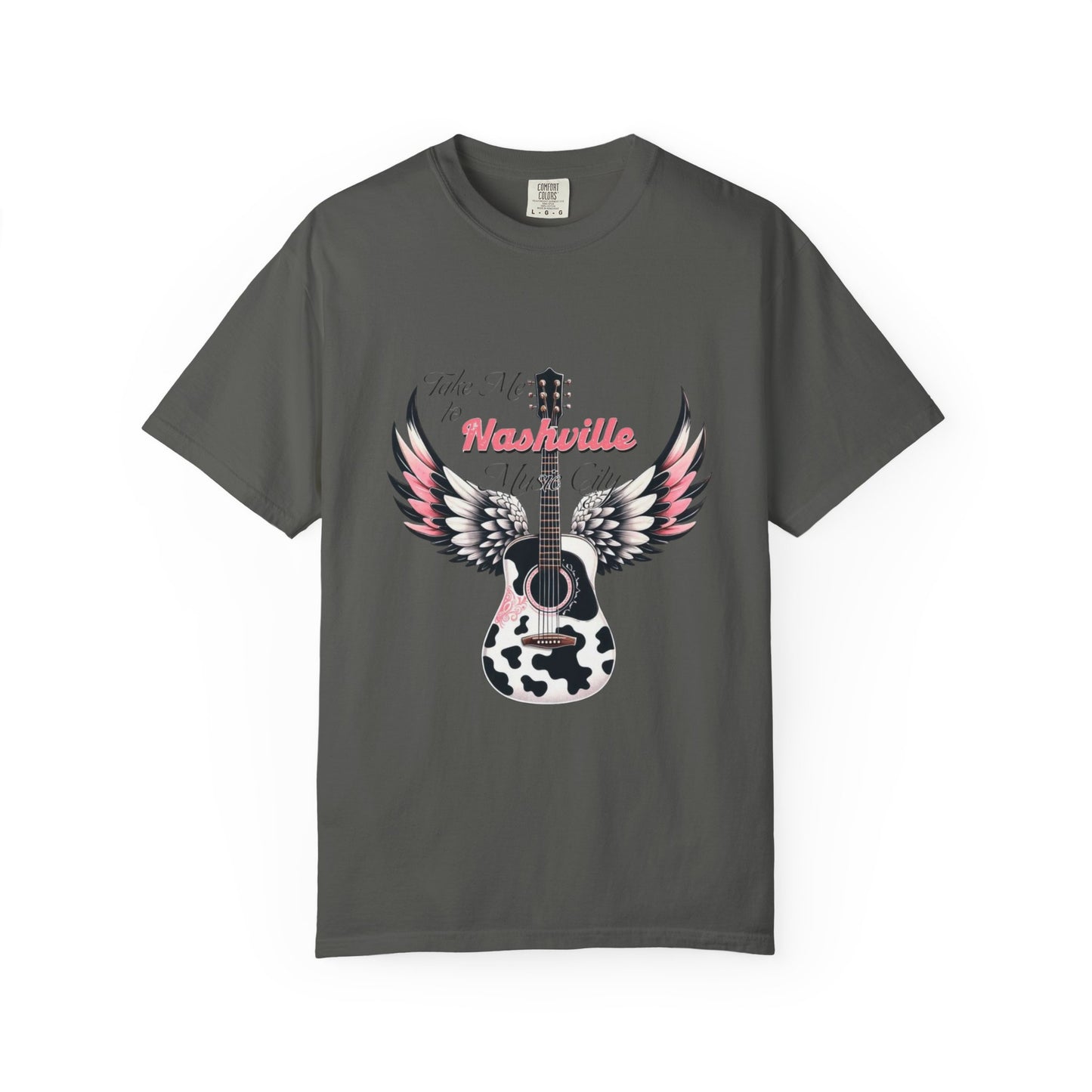 Nashville Winged Acoustic Guitar T‑Shirt — "Nashville" Music City Tee