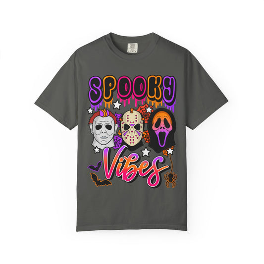 Spooky Vibes Halloween T-Shirt — Retro Horror Mask Graphic