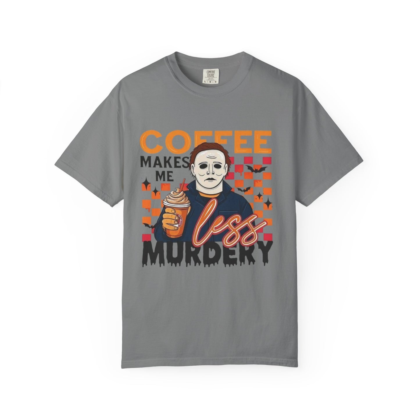 Coffee Makes Me Less Murdery T-Shirt — Funny Horror Coffee Tee