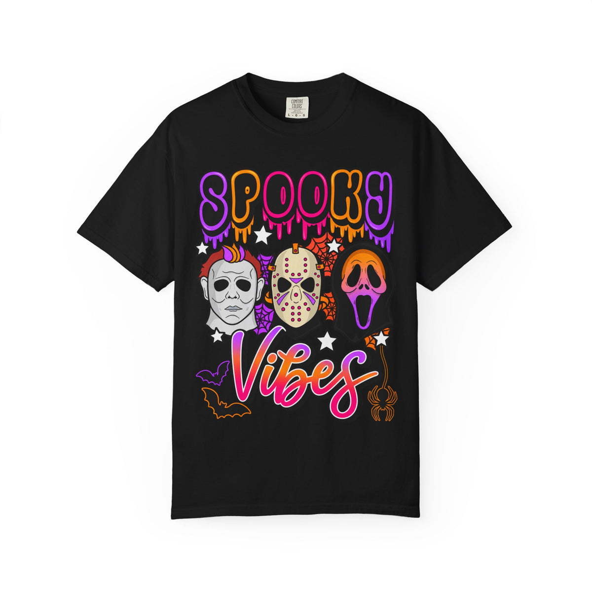 Spooky Vibes Halloween T-Shirt — Retro Horror Mask Graphic