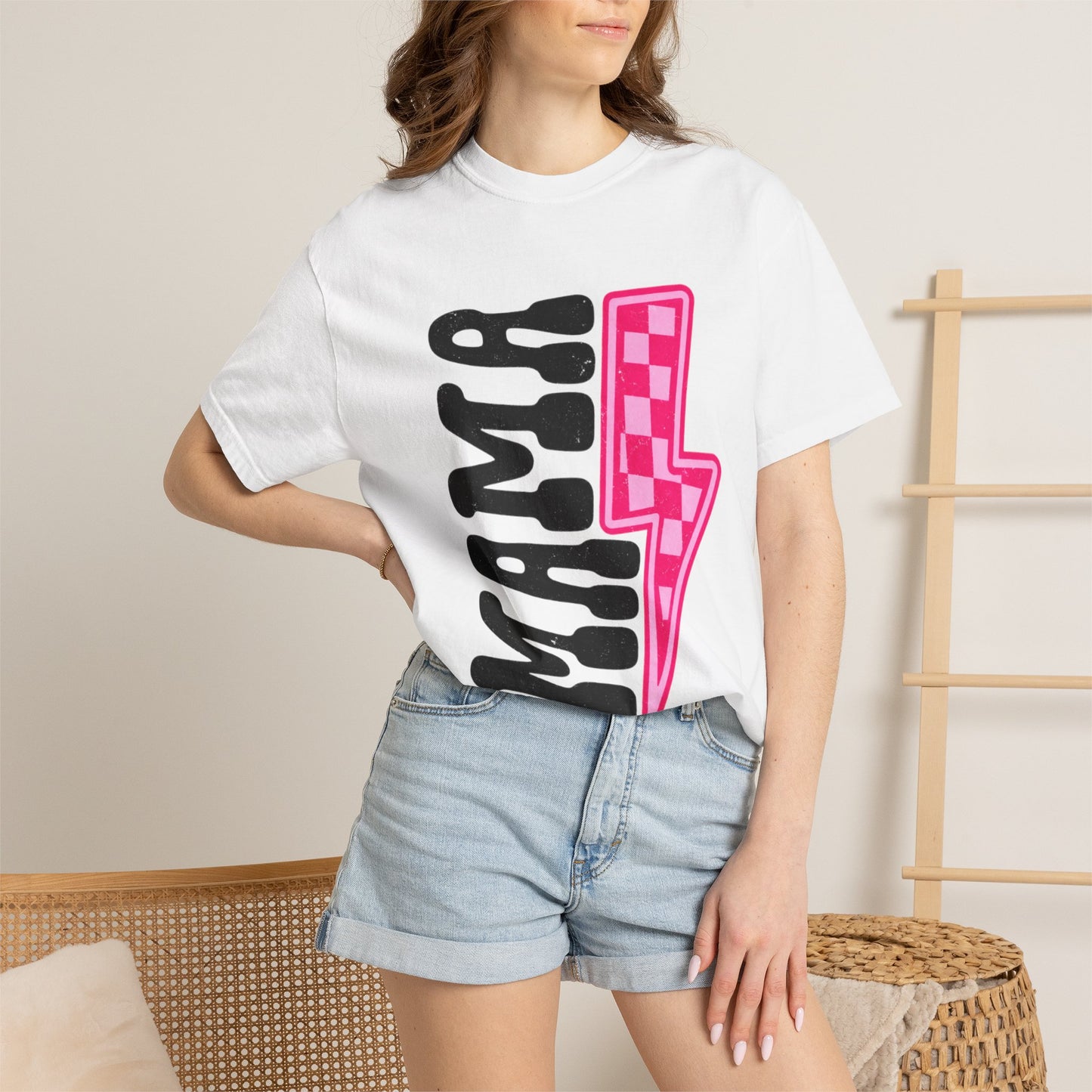 Pink Lightening Bolt Mama Graphic T-shirt