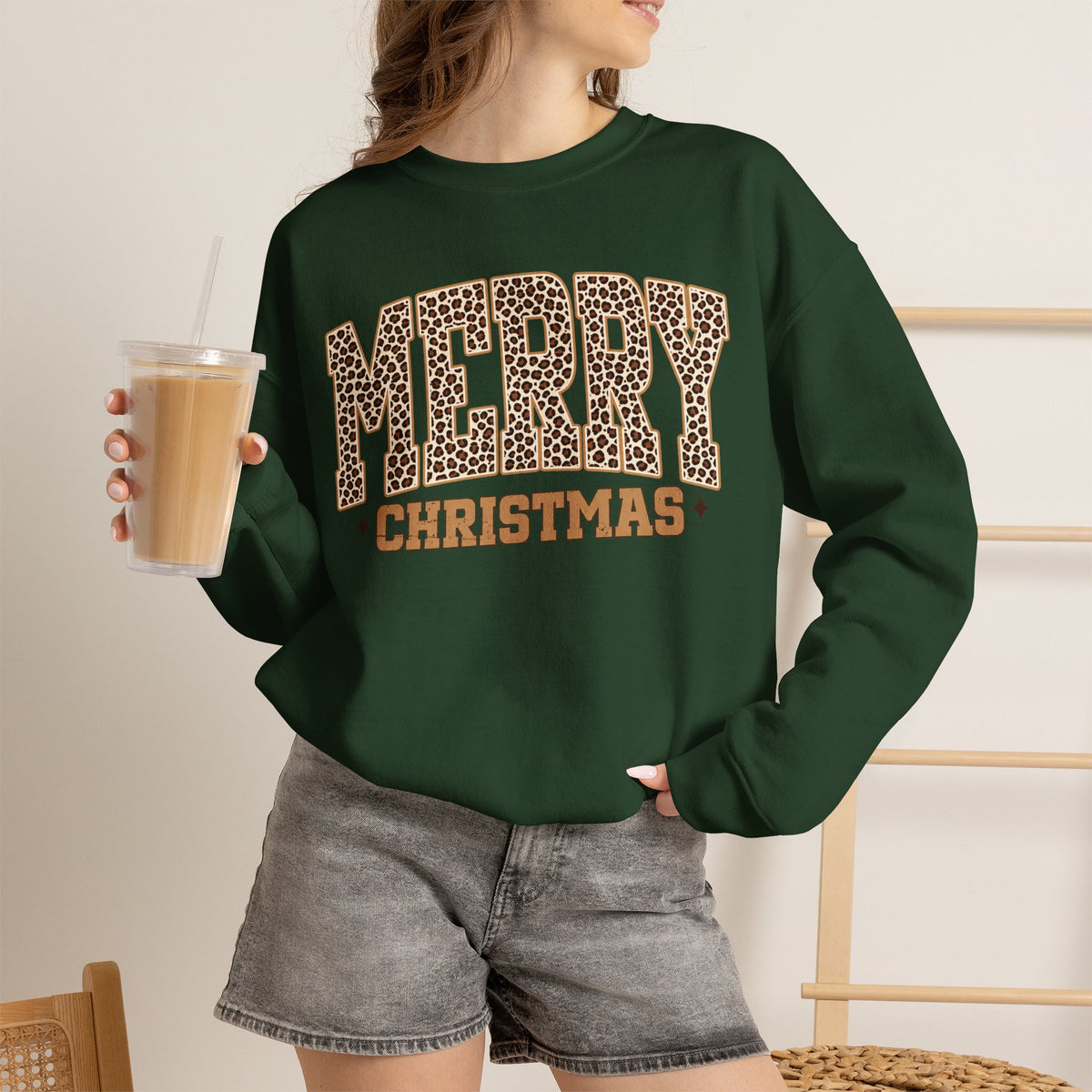 Merry Christmas Leopard Print Sweatshirt