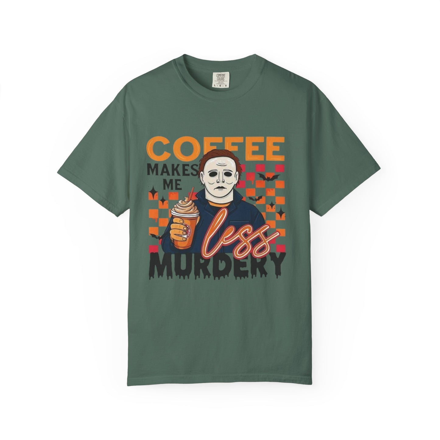 Coffee Makes Me Less Murdery T-Shirt — Funny Horror Coffee Tee