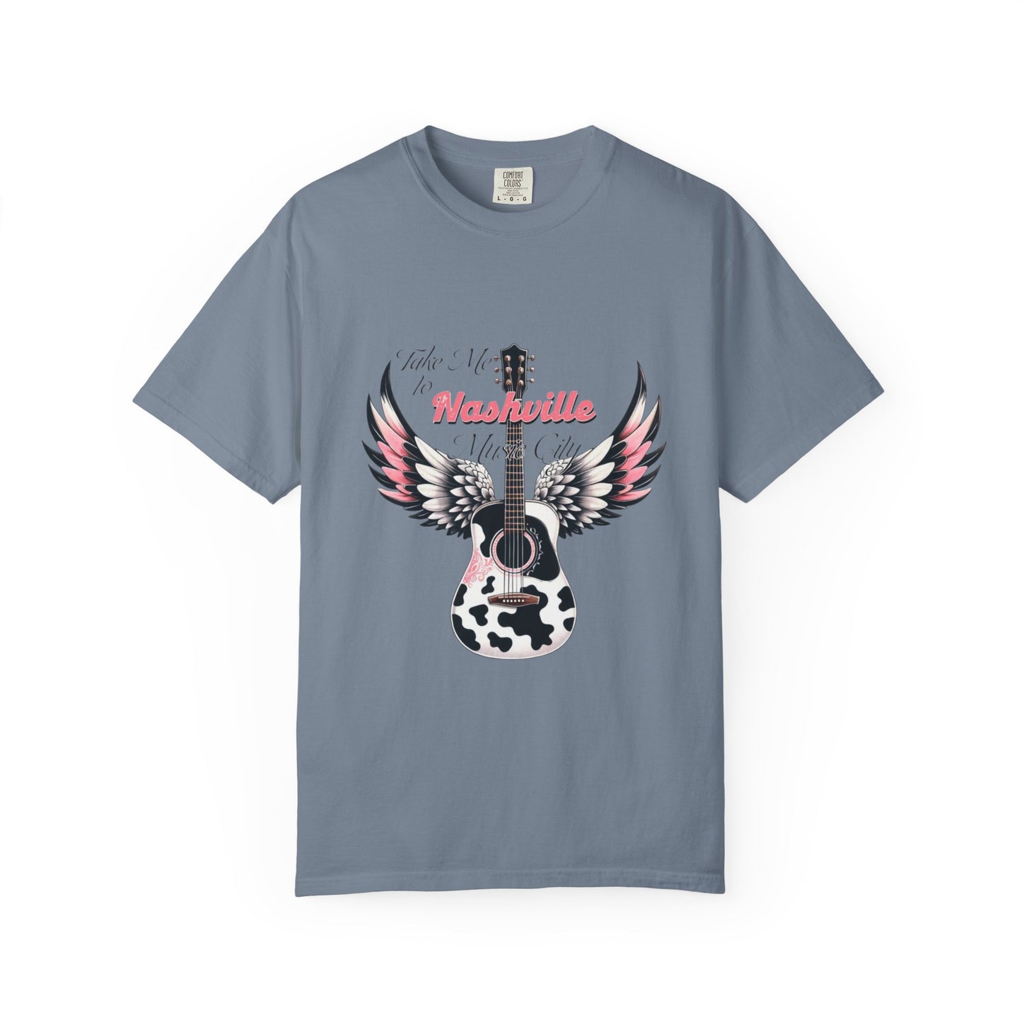 Nashville Winged Acoustic Guitar T‑Shirt — "Nashville" Music City Tee