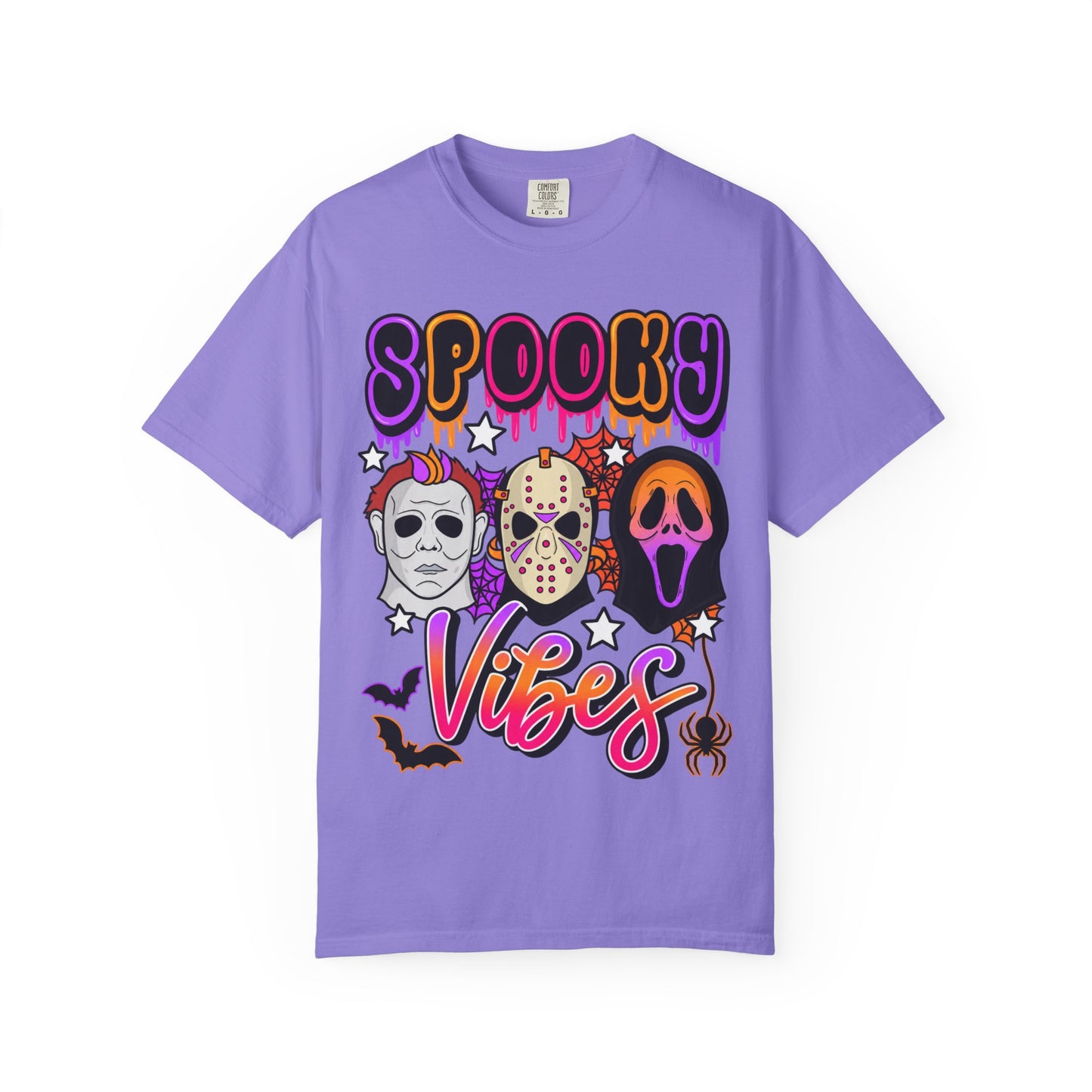 Spooky Vibes Halloween T-Shirt — Retro Horror Mask Graphic