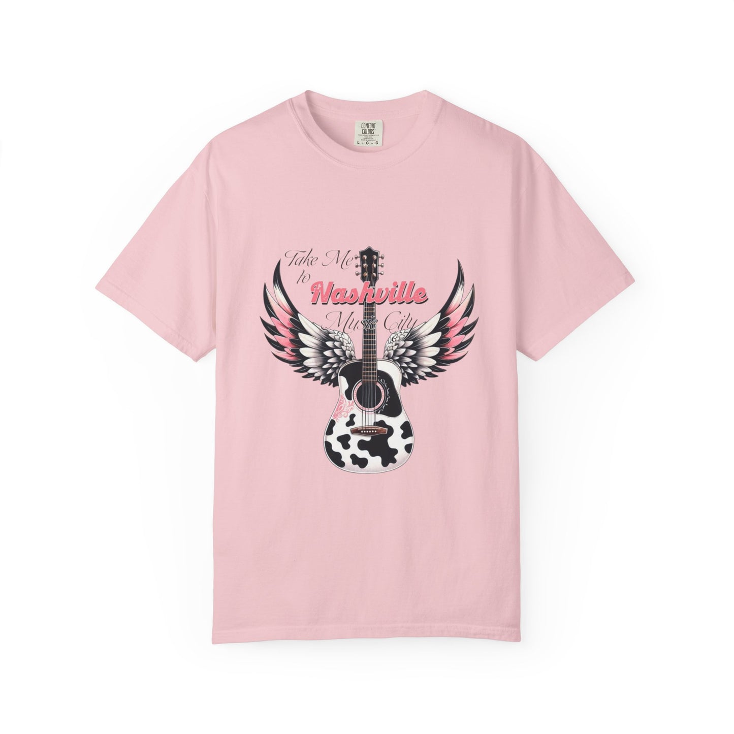 Nashville Winged Acoustic Guitar T‑Shirt — "Nashville" Music City Tee