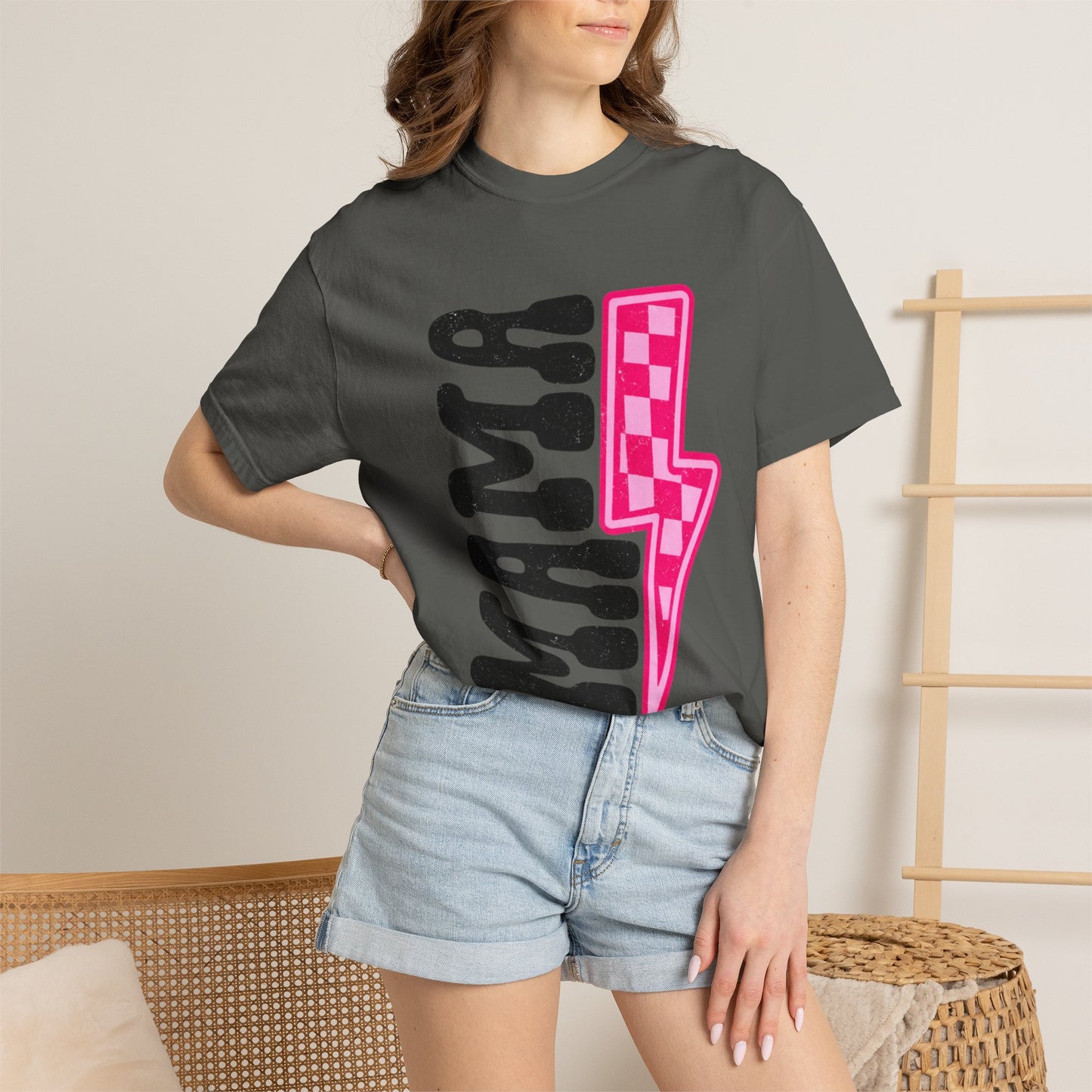 Pink Lightening Bolt Mama Graphic T-shirt