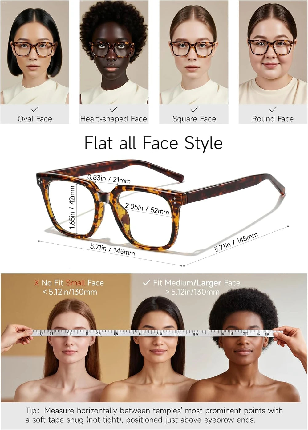 Oversized Square Blue Light Tortoise Glasses