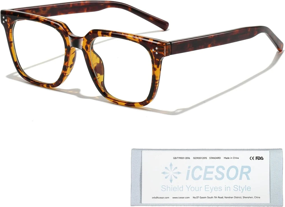 Oversized Square Blue Light Tortoise Glasses