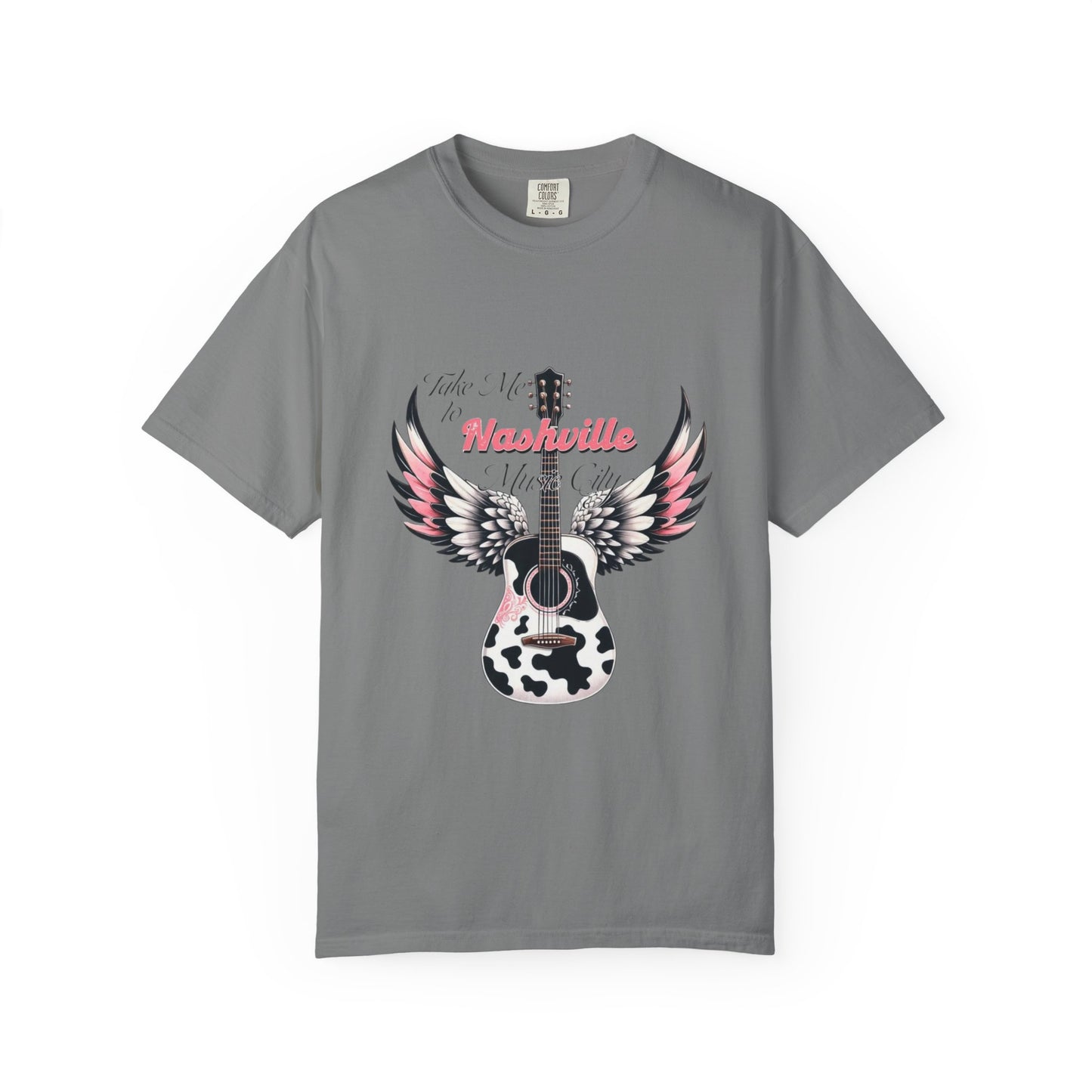 Nashville Winged Acoustic Guitar T‑Shirt — "Nashville" Music City Tee