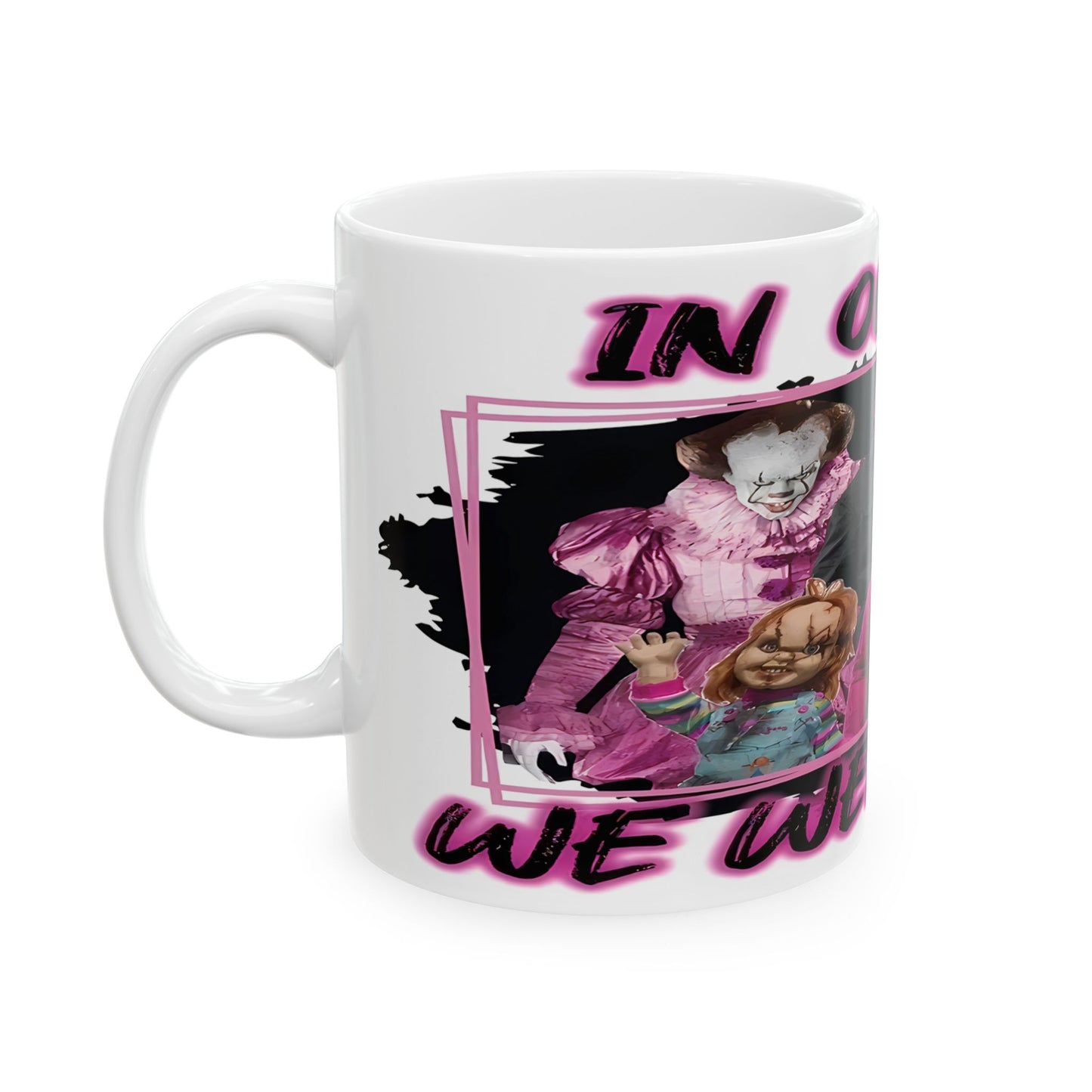 "In October We Wear Pink" Slasher Character Coffee Cup (11oz)
