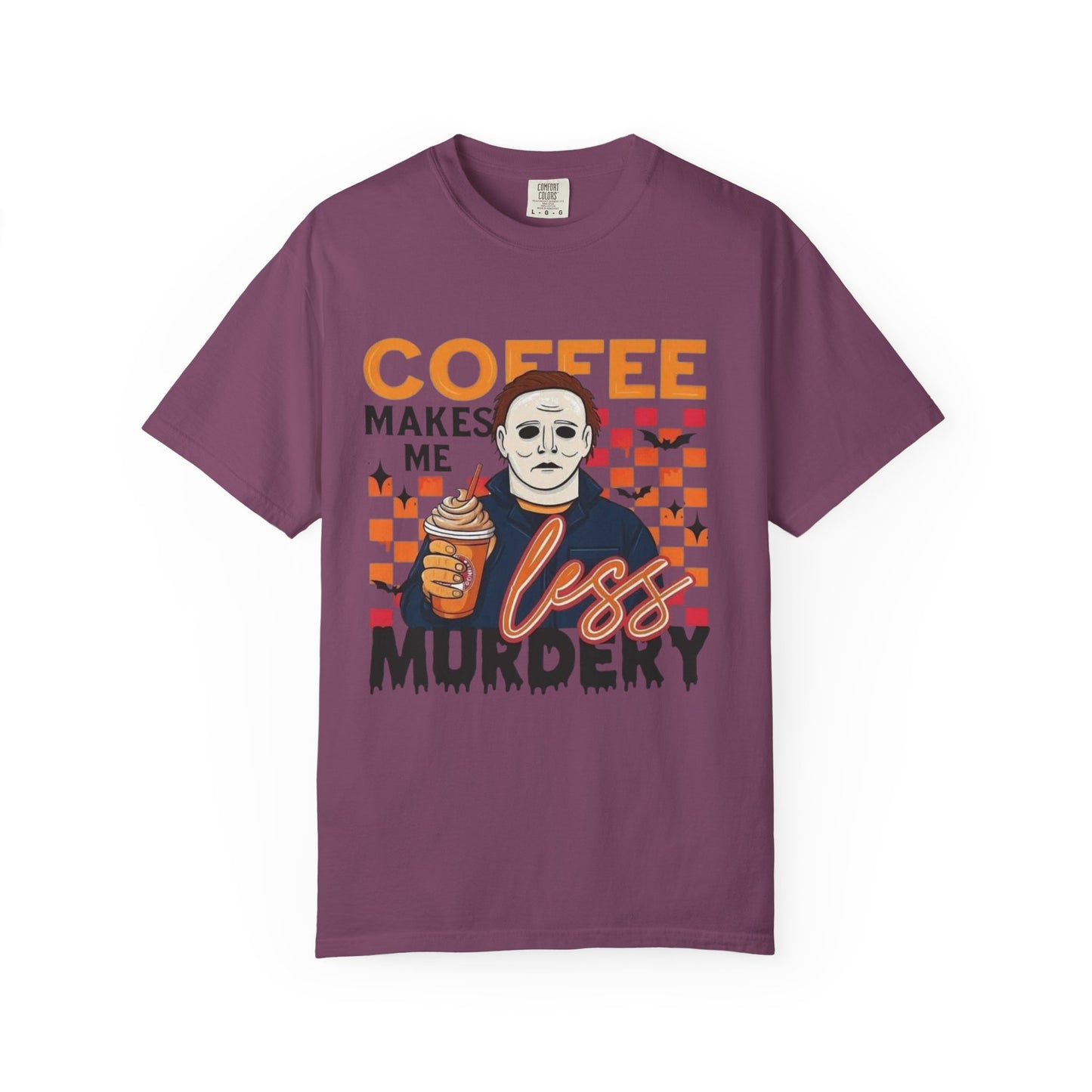 Coffee Makes Me Less Murdery T-Shirt — Funny Horror Coffee Tee