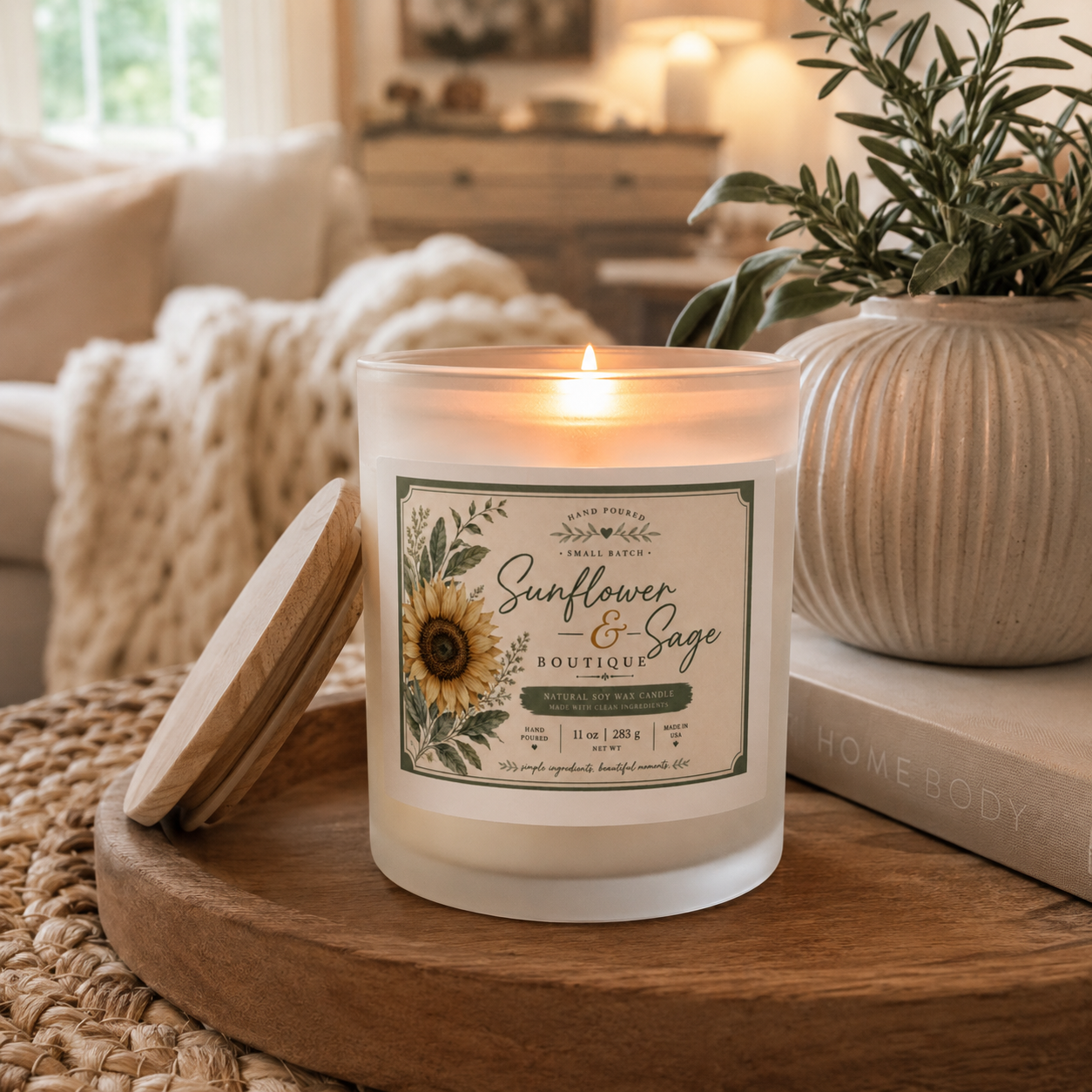 Frosted Glass Candle, 11oz