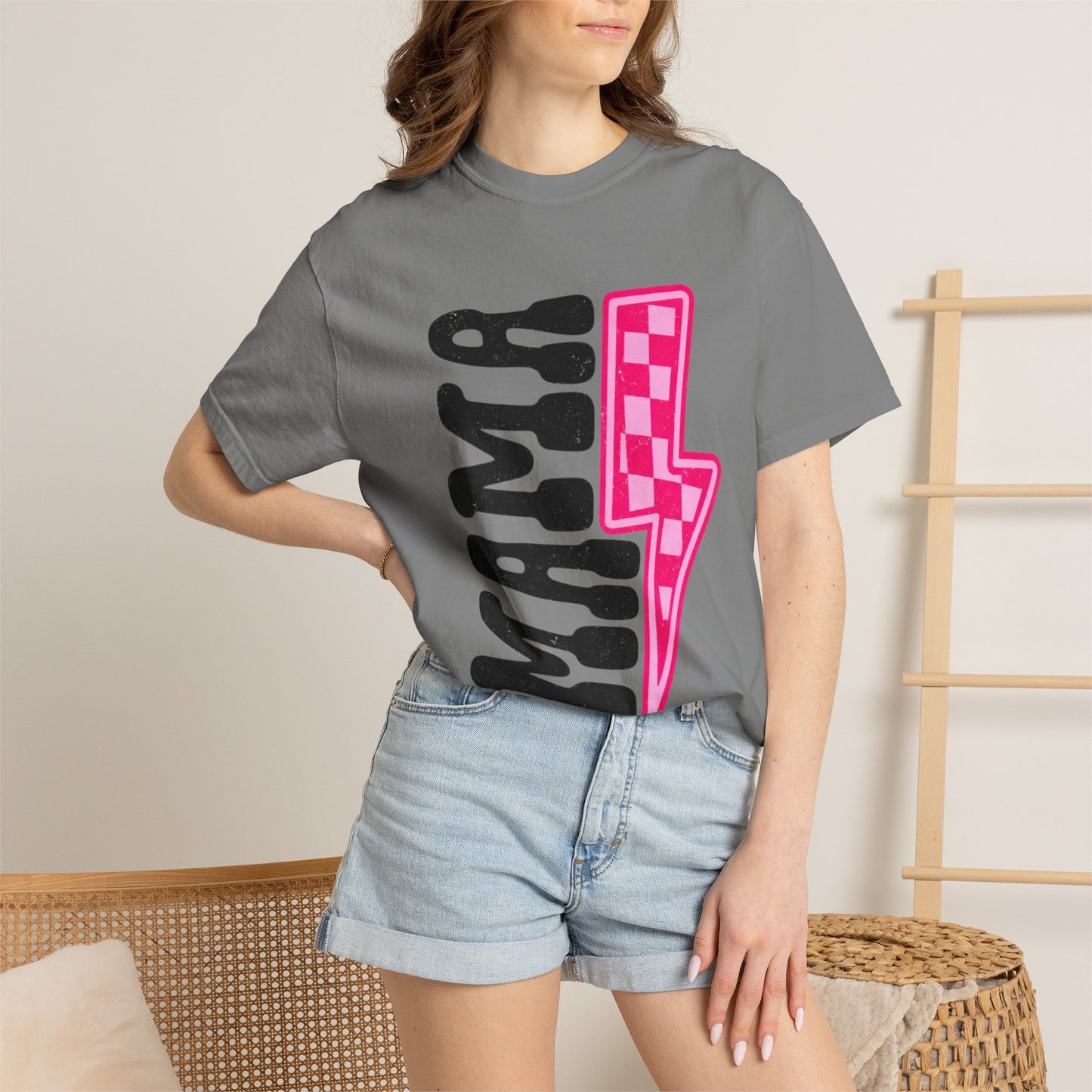 Pink Lightening Bolt Mama Graphic T-shirt