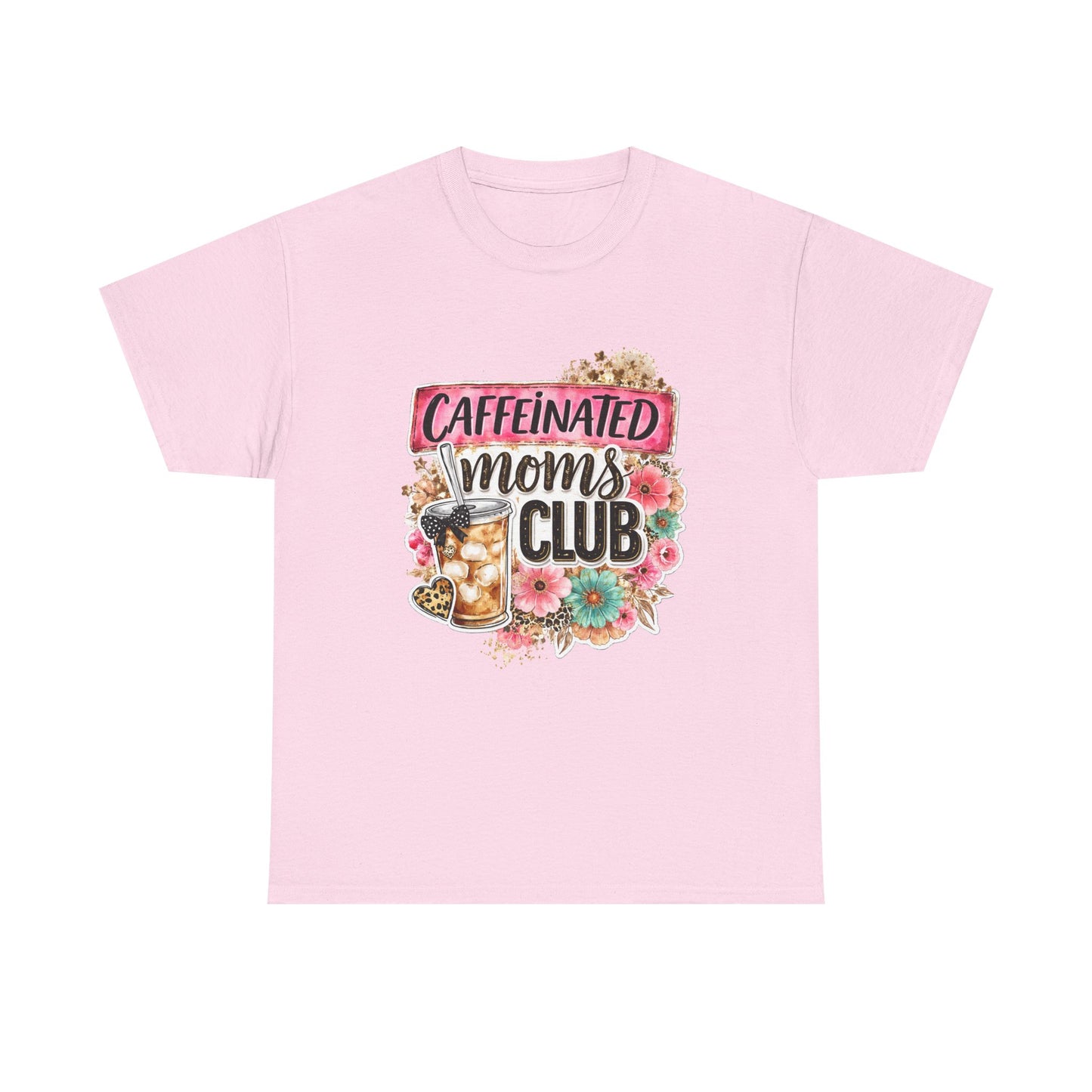 Caffeinated Moms Club T-Shirt - Floral Coffee Lover Tee for Moms