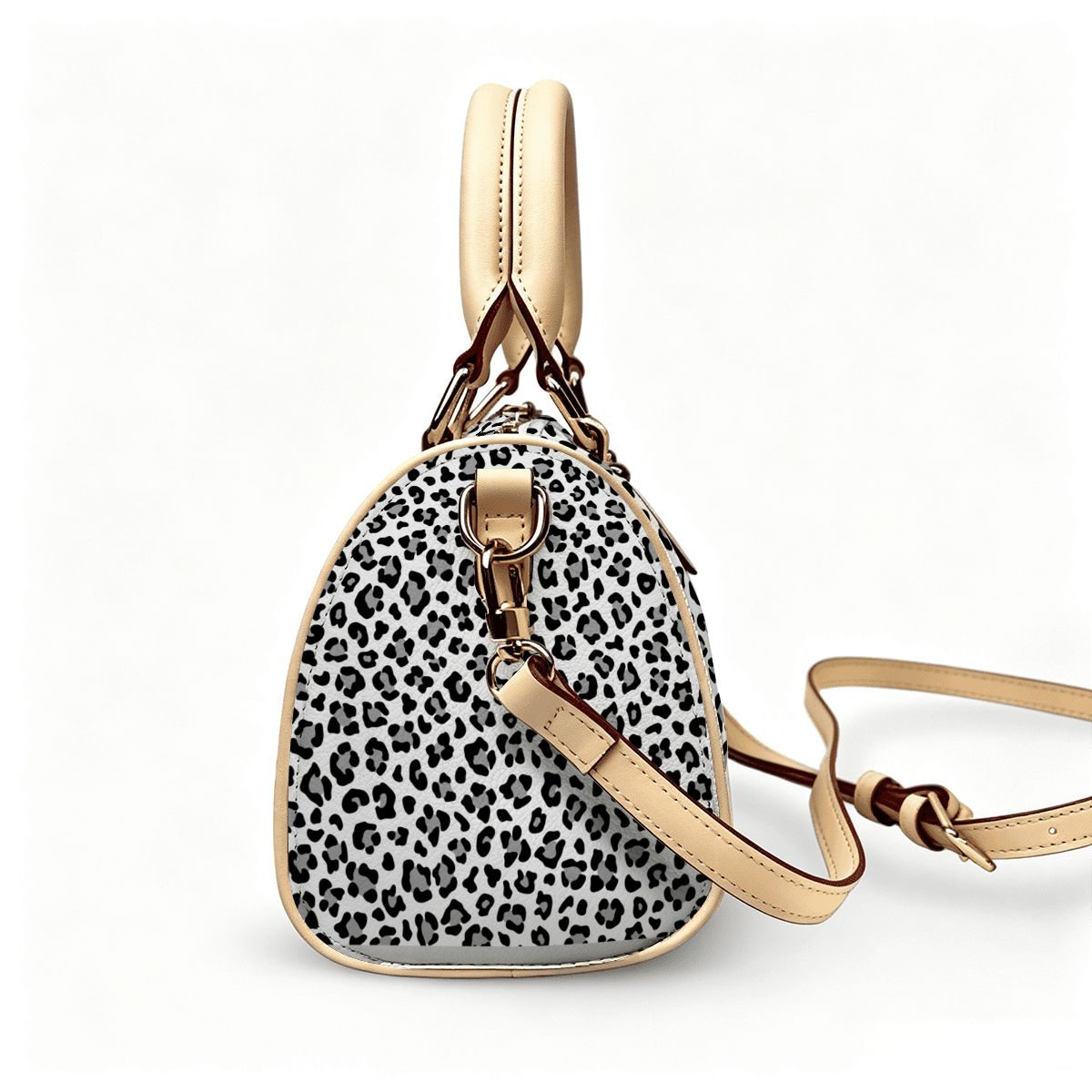 Leopard Leather Barrel Bag Waterproof Crossbody Handbag