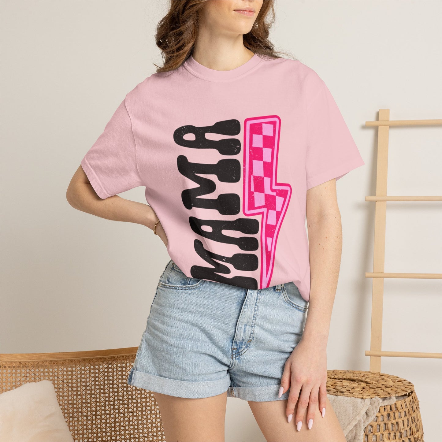 Pink Lightening Bolt Mama Graphic T-shirt