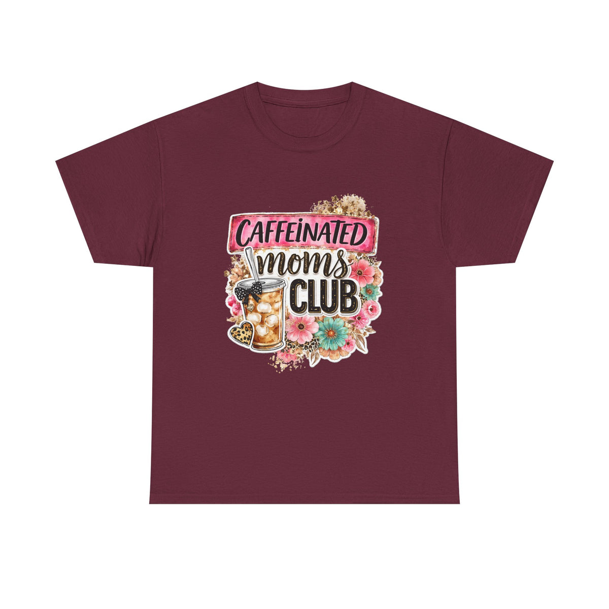 Caffeinated Moms Club T-Shirt - Floral Coffee Lover Tee for Moms
