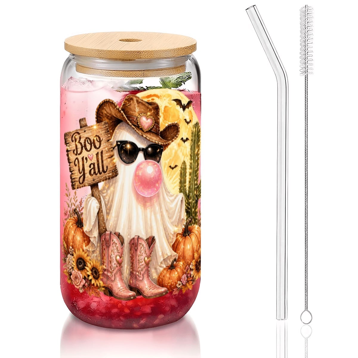Ghost Boo Y'all Glass Tumbler