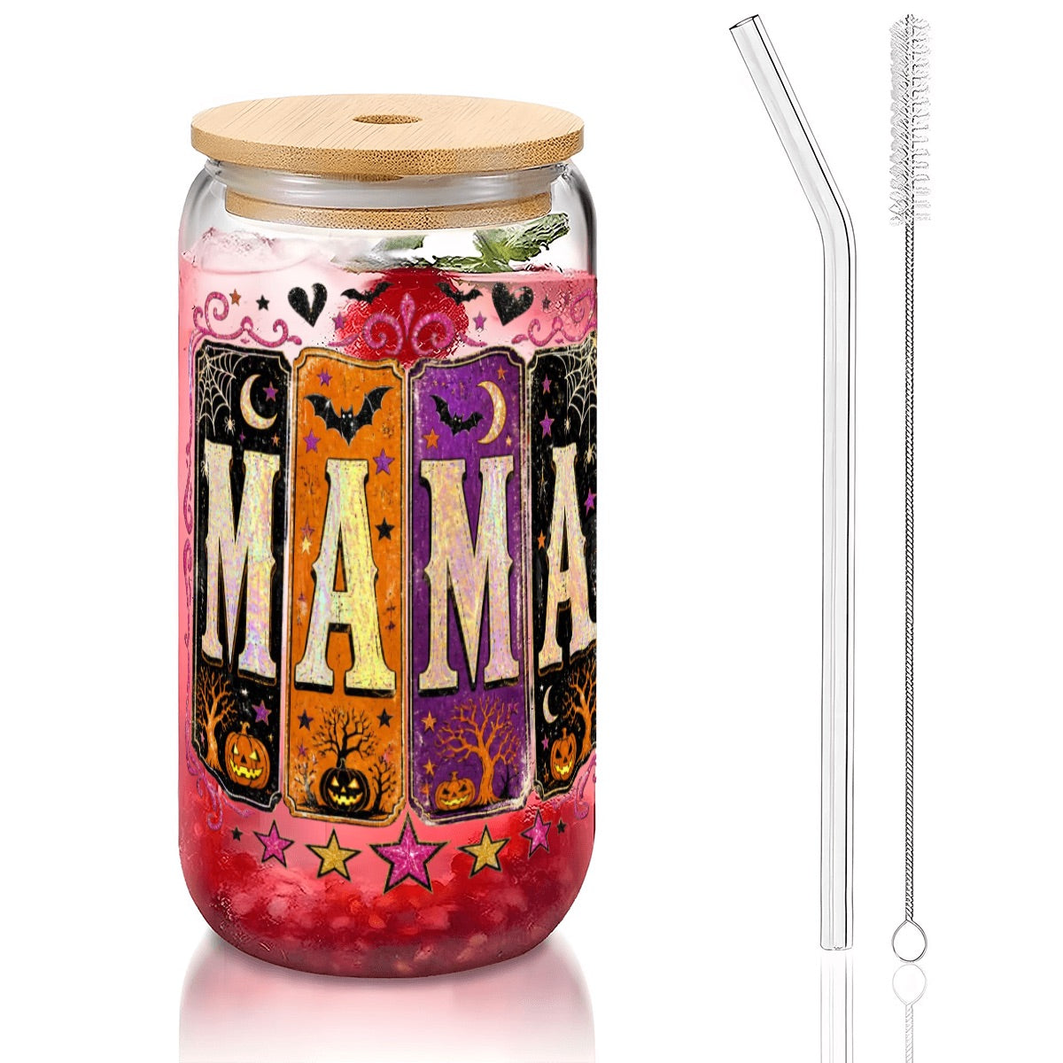 Halloween Mama Glass Tumbler 16oz