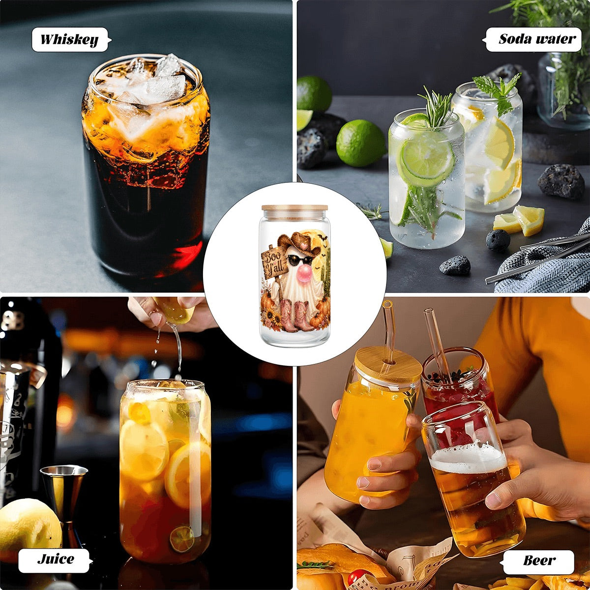 Ghost Boo Y'all Glass Tumbler