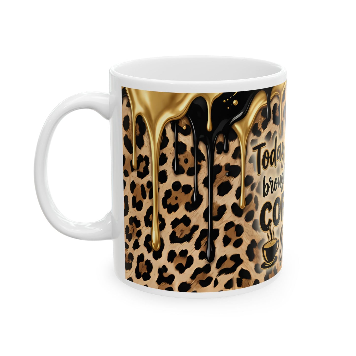 Coffee & Sarcasm Leopard Print Mug  11oz