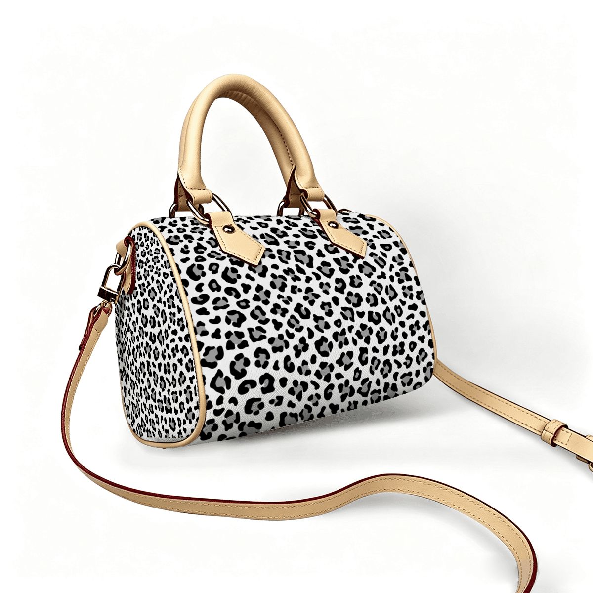 Leopard Leather Barrel Bag Waterproof Crossbody Handbag