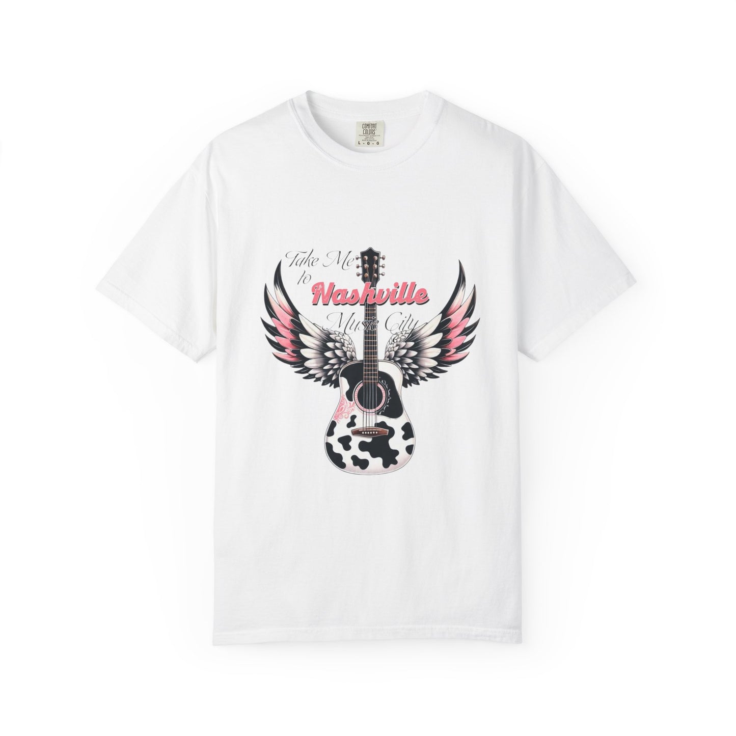 Nashville Winged Acoustic Guitar T‑Shirt — "Nashville" Music City Tee