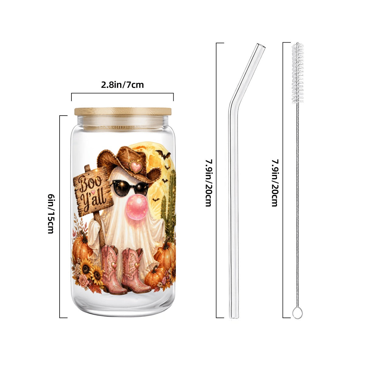 Ghost Boo Y'all Glass Tumbler