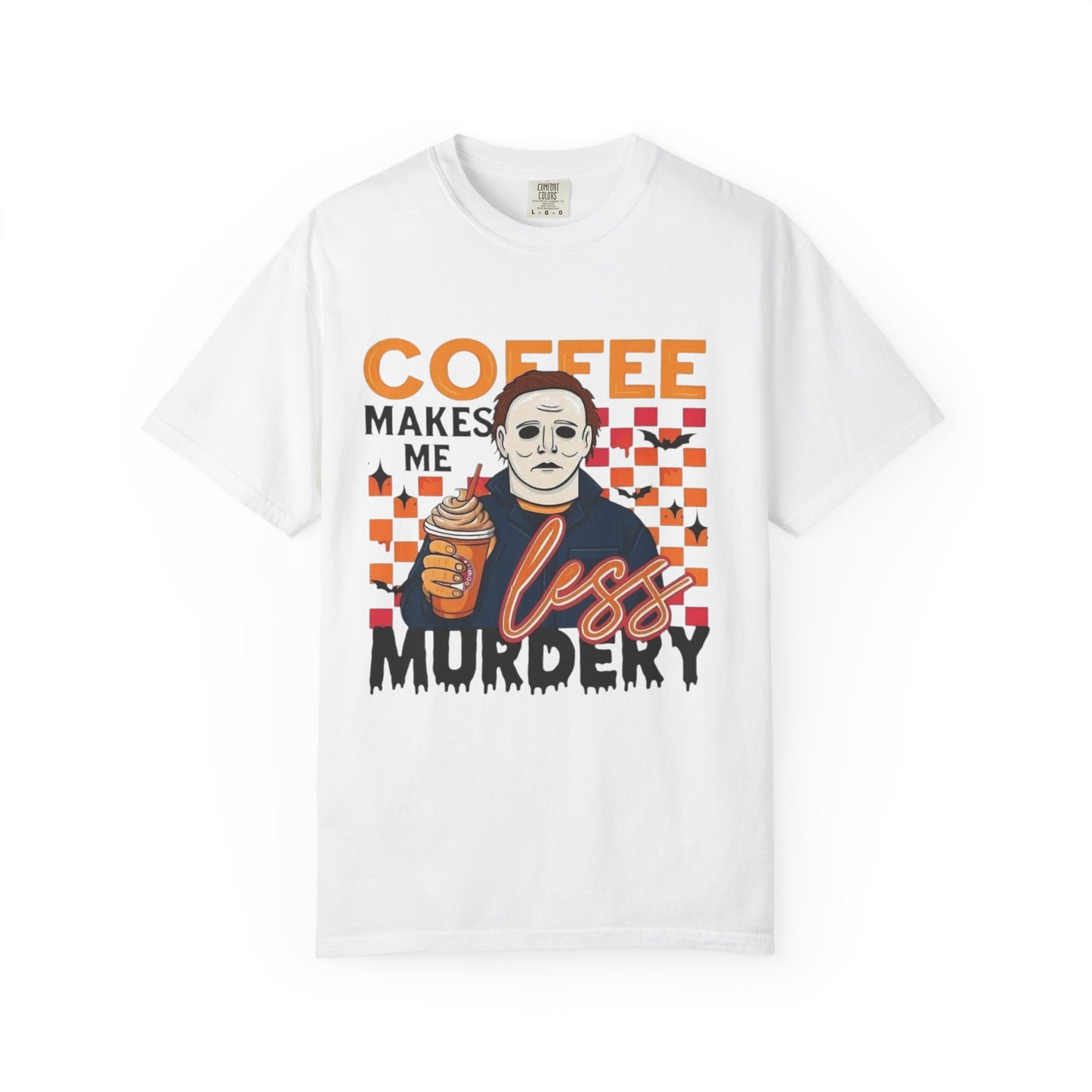 Coffee Makes Me Less Murdery T-Shirt — Funny Horror Coffee Tee