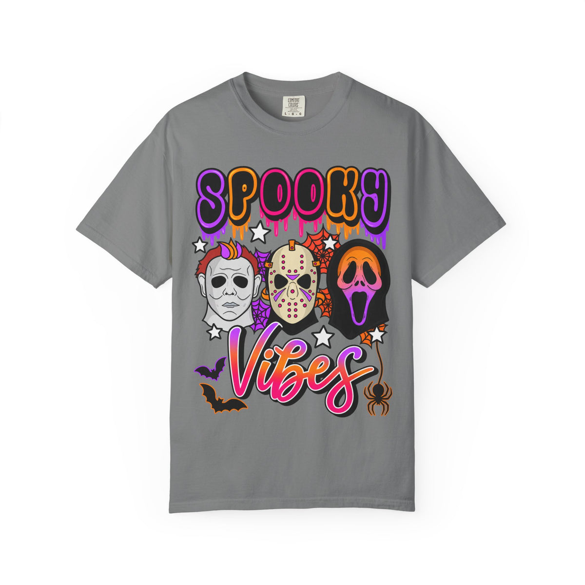 Spooky Vibes Halloween T-Shirt — Retro Horror Mask Graphic