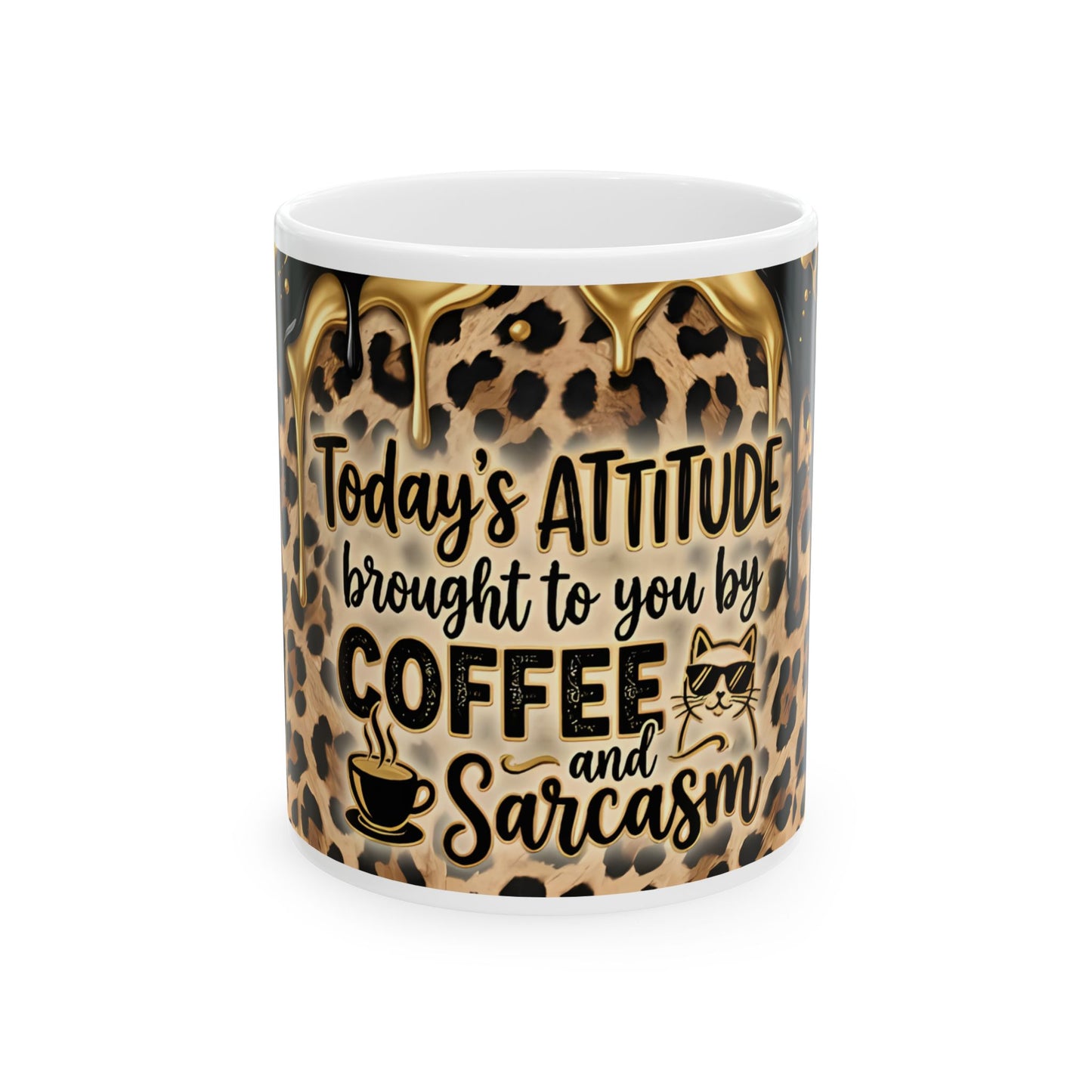 Coffee & Sarcasm Leopard Print Mug  11oz
