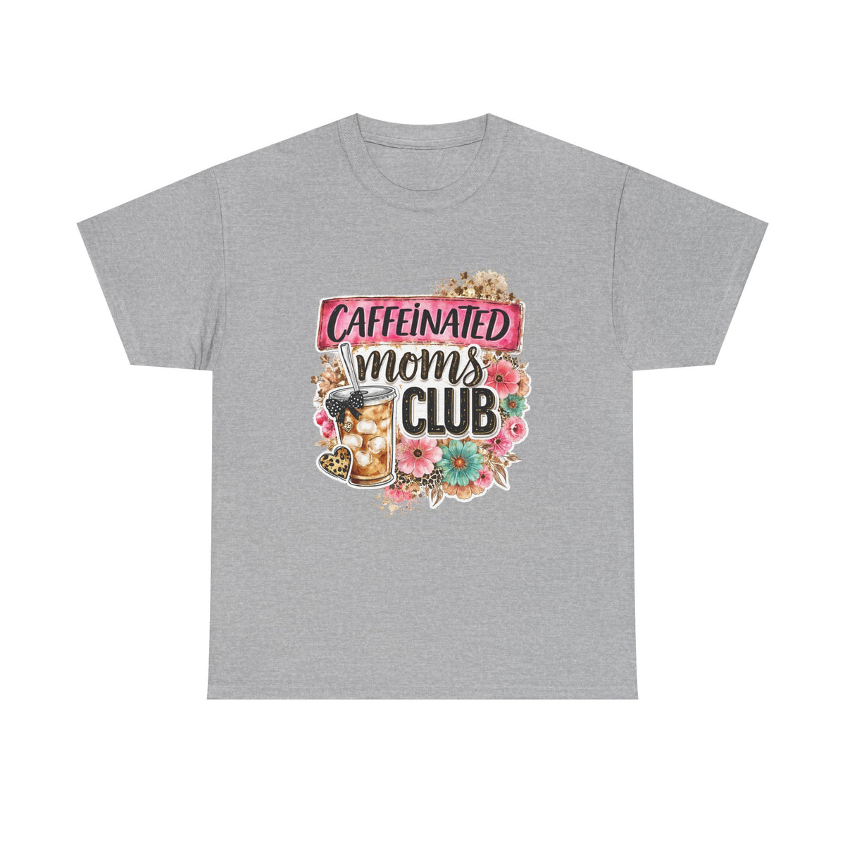 Caffeinated Moms Club T-Shirt - Floral Coffee Lover Tee for Moms