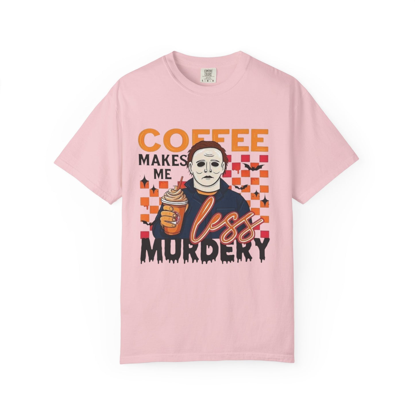 Coffee Makes Me Less Murdery T-Shirt — Funny Horror Coffee Tee