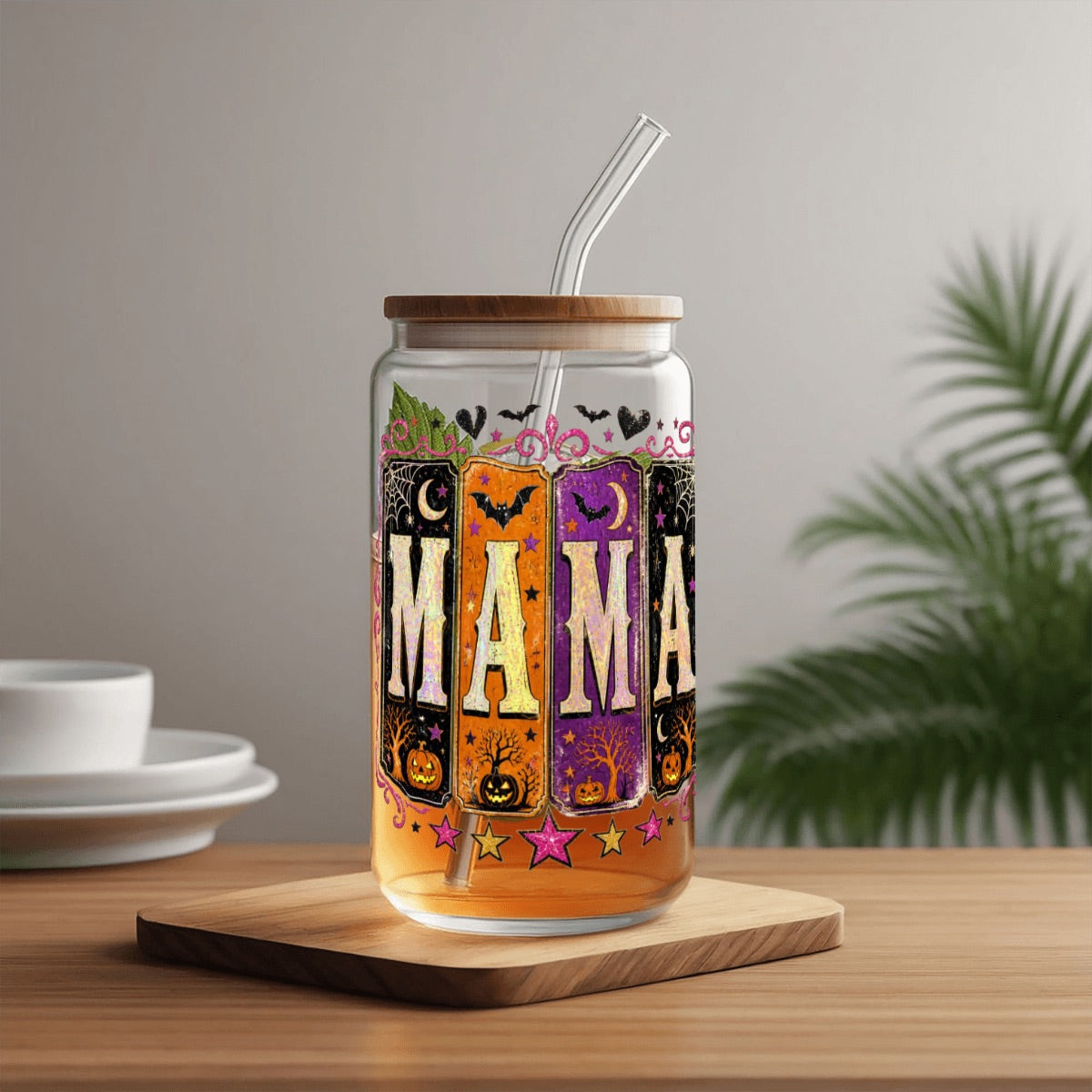 Halloween Mama Glass Tumbler 16oz