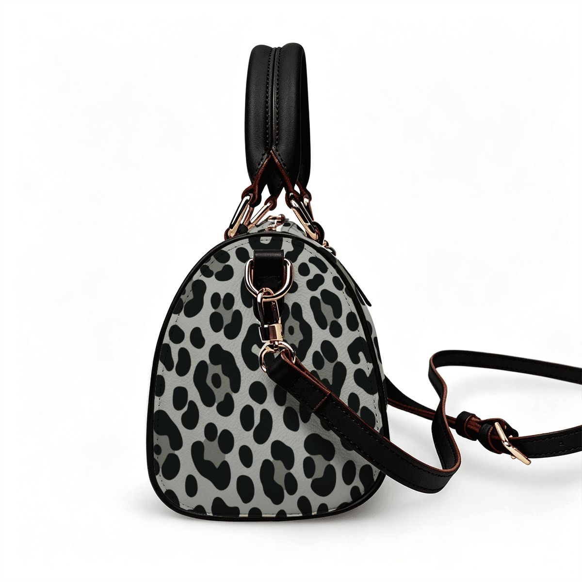 Grey Cheetah Print Barrel Bag Waterproof Crossbody Handbag