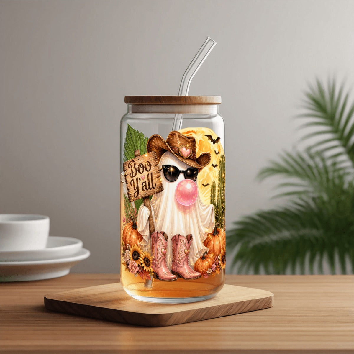 Ghost Boo Y'all Glass Tumbler