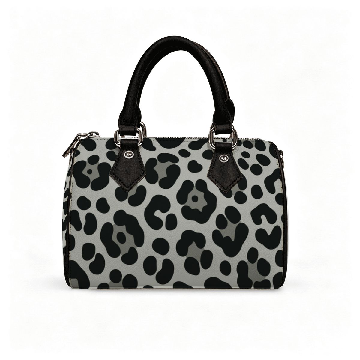 Grey Cheetah Print Barrel Bag Waterproof Crossbody Handbag