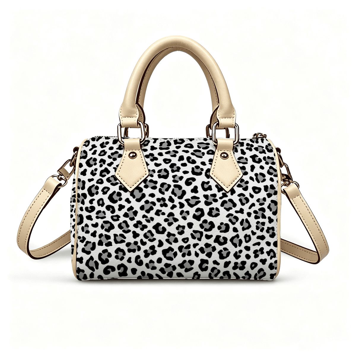 Leopard Leather Barrel Bag Waterproof Crossbody Handbag