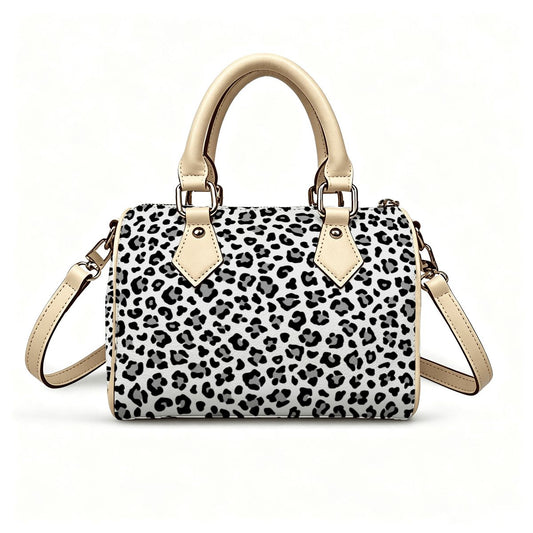 Leopard Leather Barrel Bag Waterproof Crossbody Handbag